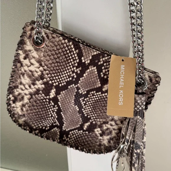 Michael Kors Brown Snake Print Shoulder Bag - Picture 2 of 4
